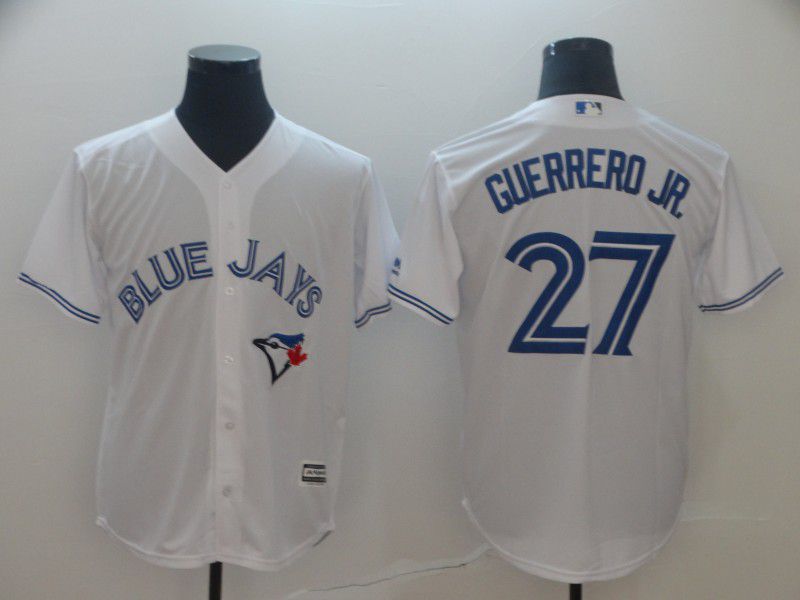 Men Toronto Blue Jays 27 Guerrero jr White Game MLB Jersey